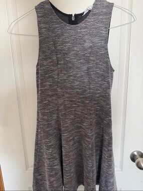 BCBGeneration Black and Gray Heathered Sleeveless Fit-and-Flare Mini Dress